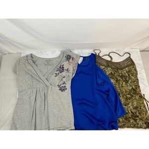 Rue 21 Stradivarius Soma Simplici-tee Blouses Womens S Lot of 3 Floral Blue N1‌‌